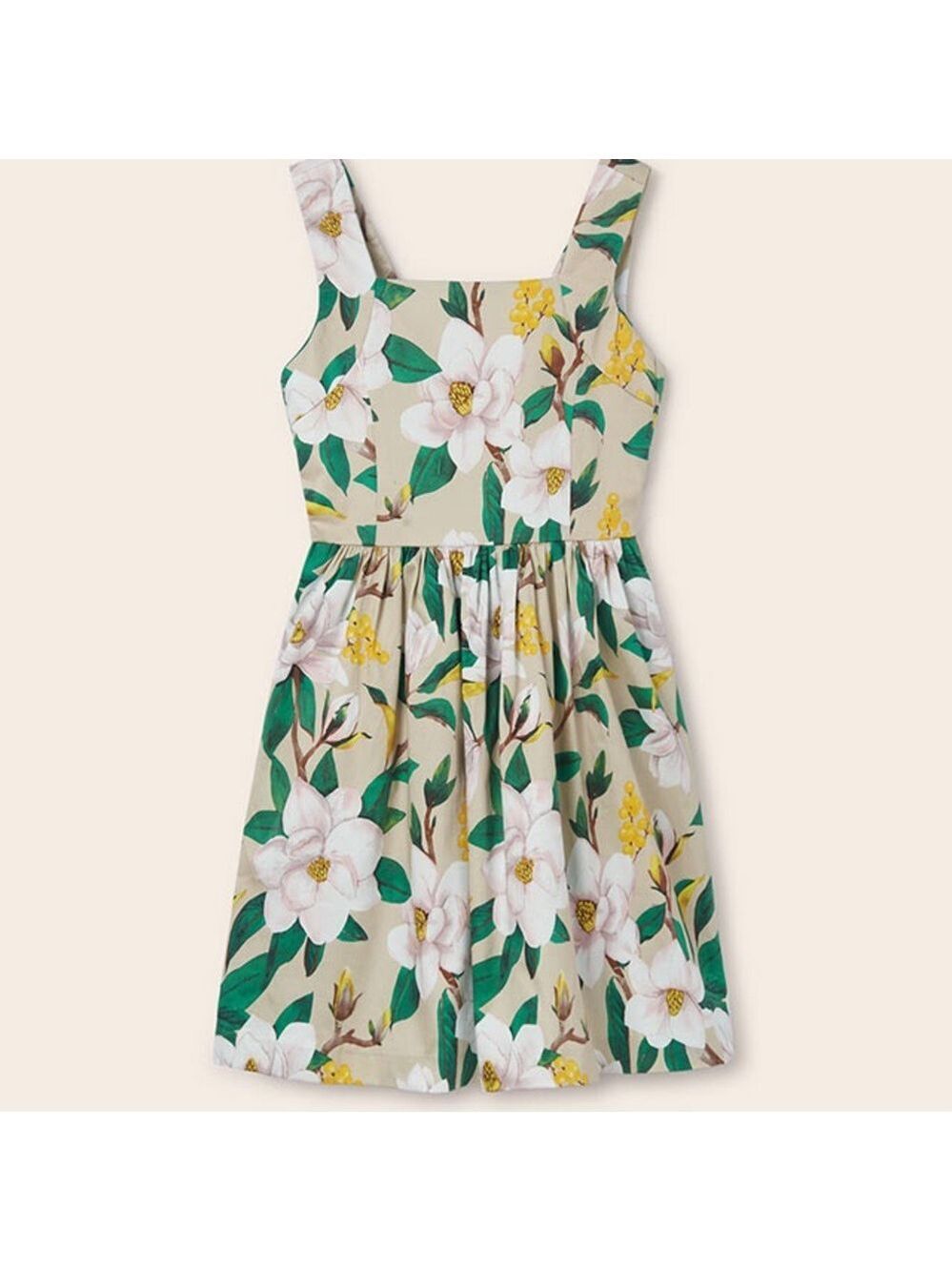 Size 12 Mayoral Floral Dress in Beige and Green